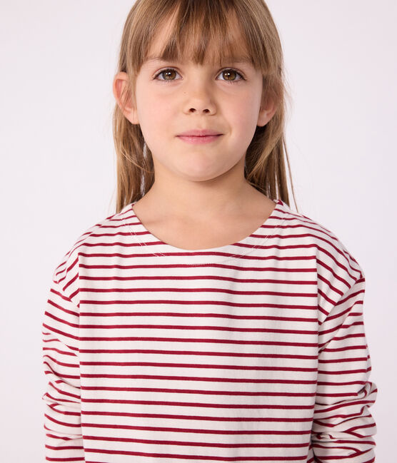 Children's cotton Breton top MILK red/AMARANTE