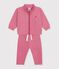 Babies' sweatshirt and trousers set in plain cotton pink