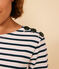 Women's Buttoned Cotton Breton Top MARSHMALLOW white/SMOKING blue