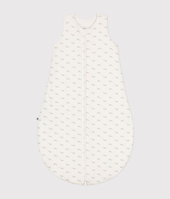 Babies' whale print corduroy 3 TOG sleeping bag MARSHMALLOW white/HERBIER