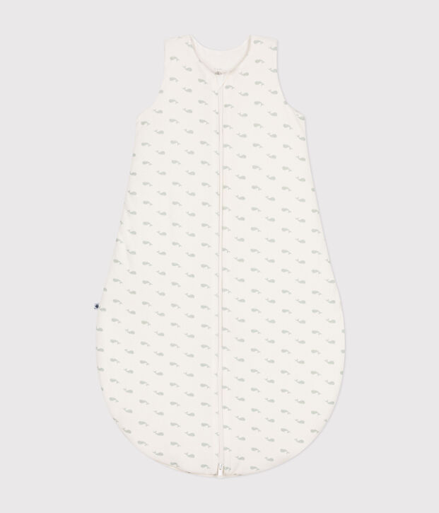 Babies' whale print corduroy 3 TOG sleeping bag white/green