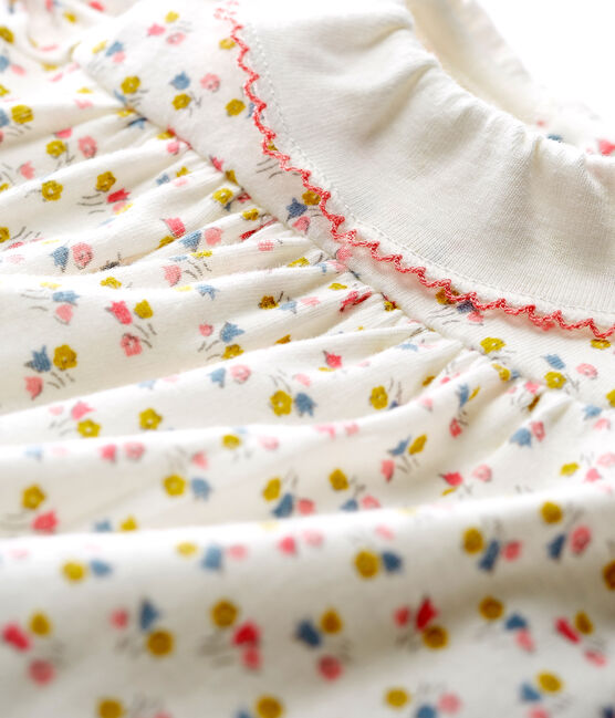 Baby girls' printed dress/bodysuit MARSHMALLOW white/MULTICO white