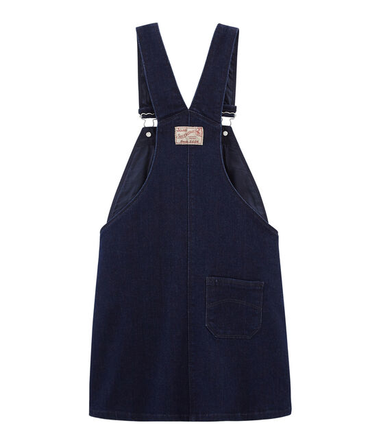 Girls' Dungaree Dress MEDIEVAL blue/ECRU beige