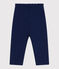 Babies' jogging bottoms in plain cotton MEDIEVAL blue