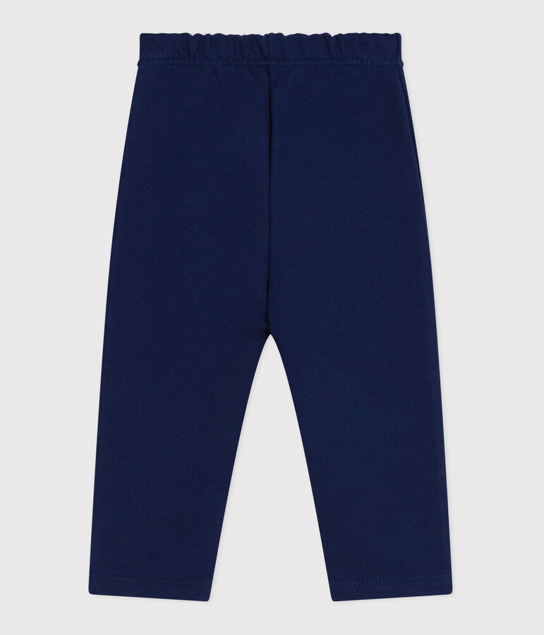 Babies' jogging bottoms in plain cotton MEDIEVAL blue