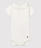 Babies' Short-Sleeved Bodysuit With Ruff MARSHMALLOW white