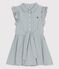 Girls' Sleeveless Organic Seersucker  BRUT blue/MARSHMALLOW white