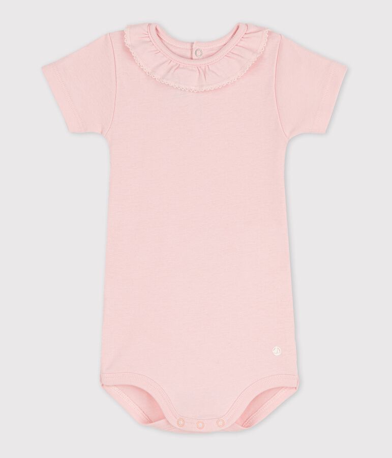 Babies' Short-Sleeved Bodysuit With Ruff pink