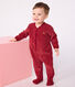 Babies' plain velour pyjama suit