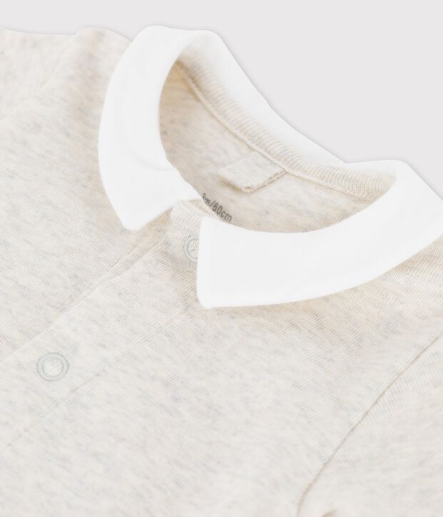 Babies' Short-Sleeved Organic Cotton Bodysuit with Collar MONTELIMAR CHINE