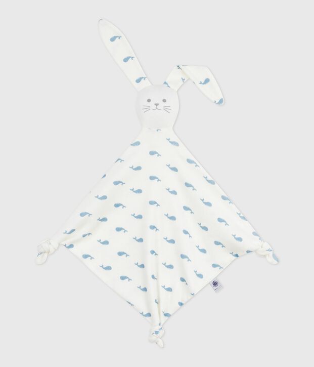 Babies' whale-print cotton comforter white/blue