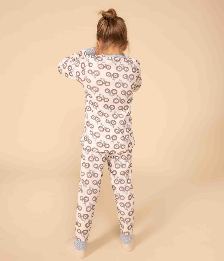 Children's Unisex Tractor Cotton Pyjamas white/multicolor