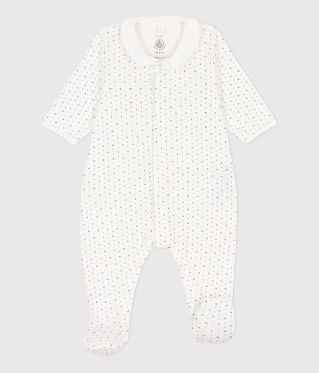 Starry Cotton Sleepsuit white/blue
