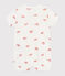 Babies' short cotton crab pattern jumpsuit MARSHMALLOW white/MULTICO white
