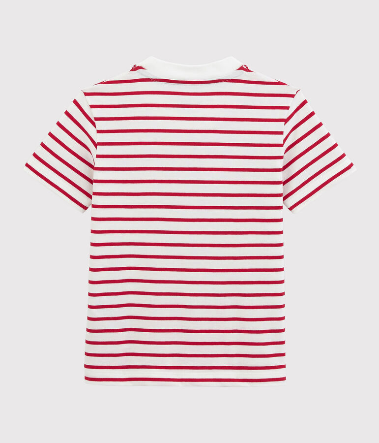 Boys' Short-Sleeved Jersey T-Shirt MARSHMALLOW white/TERKUIT red