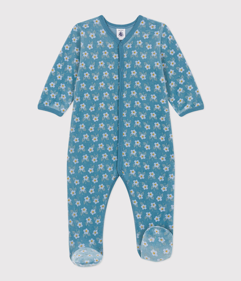 Babies' Floral Velour Pyjamas blue/multicolor