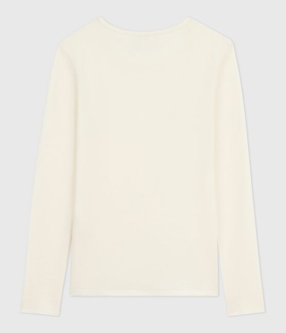 Women's long-sleeved wool and cotton T-shirt ECRU grey