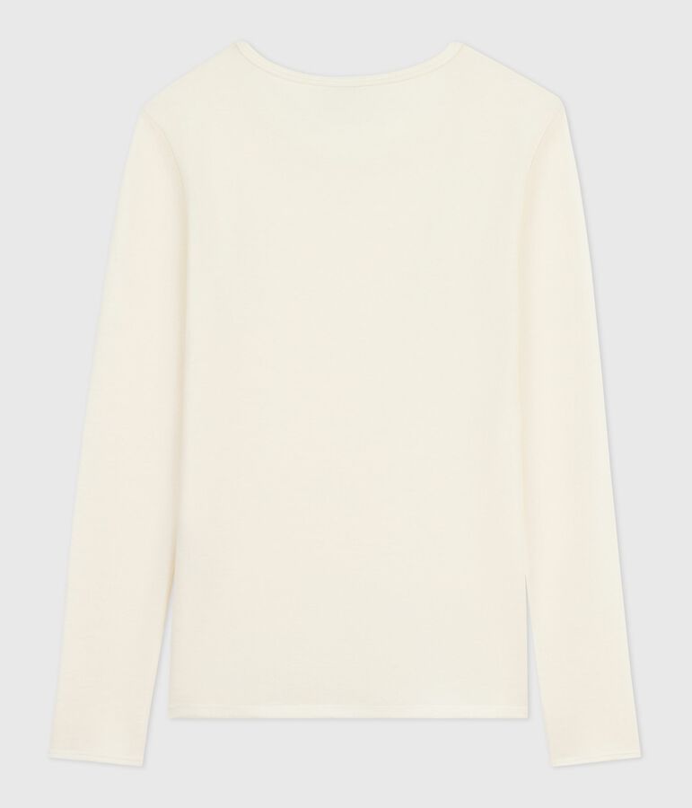 Women's long-sleeved wool and cotton T-shirt beige