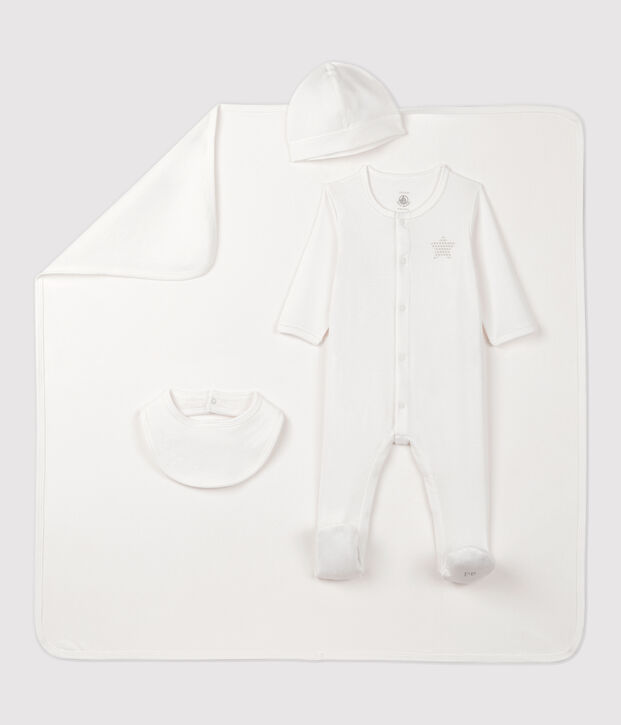 Babies' White Organic Cotton Newborn Gift Set multicolor