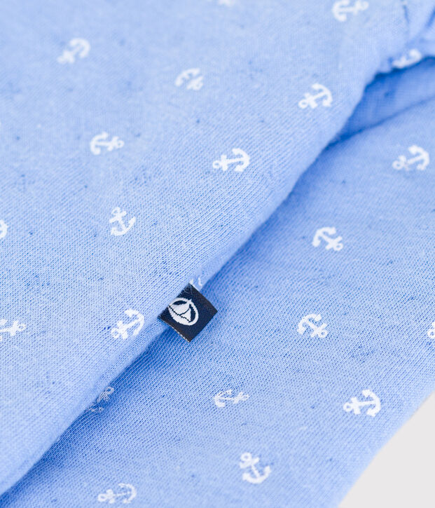Babies' anchor print cotton playsuit with a collar blue/white