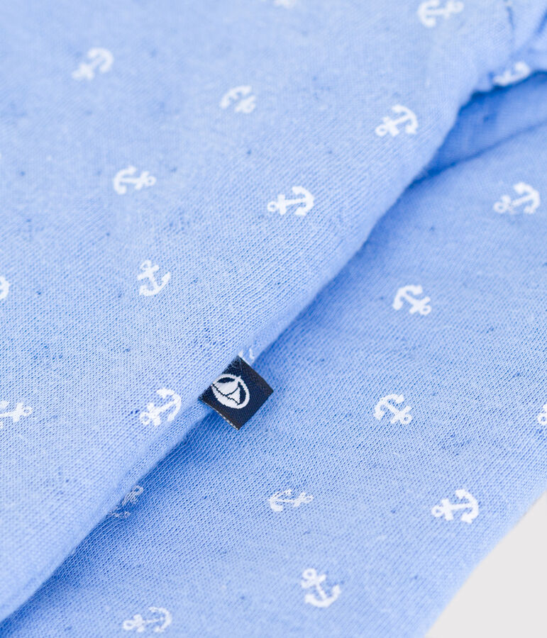 Babies' anchor print cotton playsuit with a collar EDNA blue/MARSHMALLOW white
