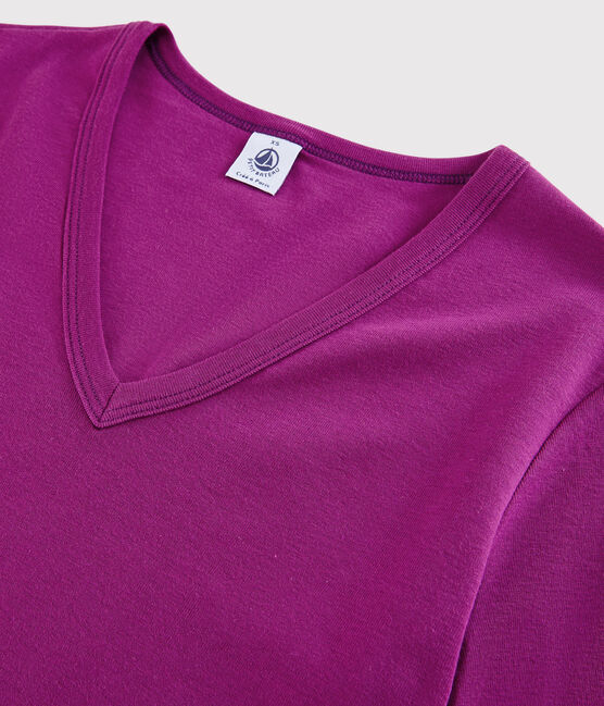 Women's Iconic V-Neck Cotton T-Shirt HIBISCUS purple