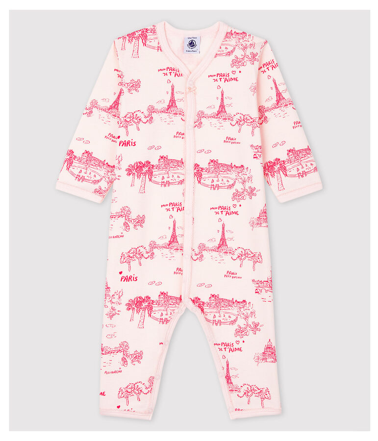 Babies' Pink Toile de Jouy Footless Cotton Sleepsuit pink/pink