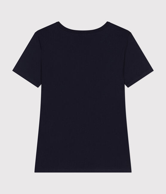 Women's iconic plain short-sleeved rib knit T-shirt SMOKING blue