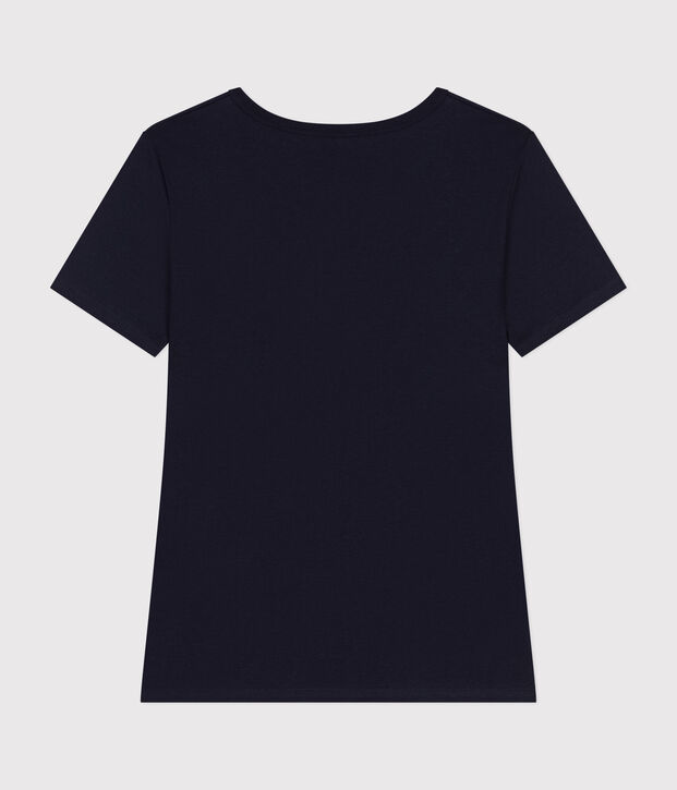 Women's iconic plain short-sleeved rib knit T-shirt blue