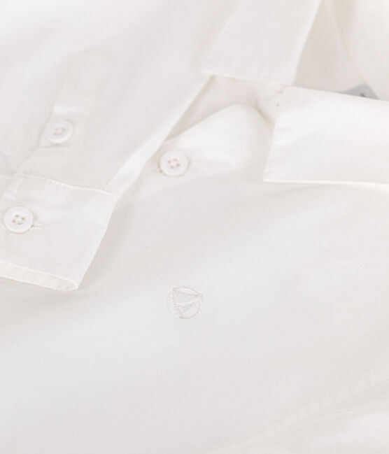 Children's long-sleeved plain cotton shirt ECUME white