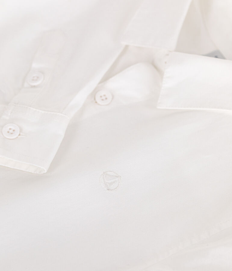 Children's long-sleeved plain cotton shirt white