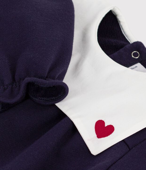 Babies' short plain cotton playsuit with a collar SOIR