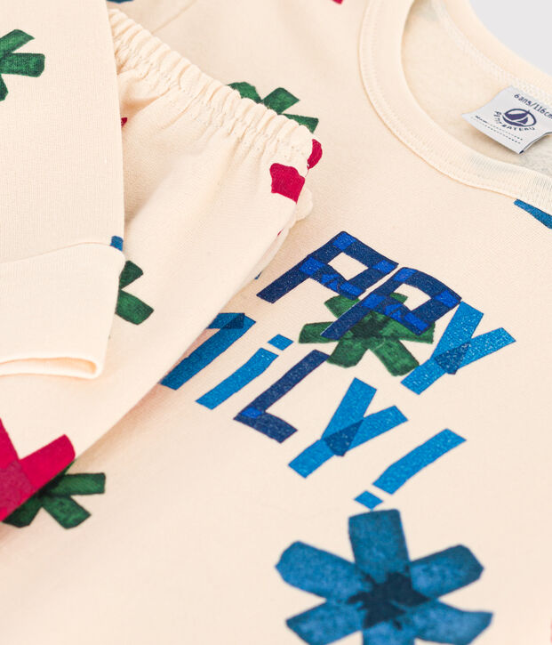 Children's Unisex Star Fleece Pyjamas Ecru/multicolor