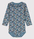Babies' Long-Sleeved Floral Cotton Bodysuit With Ruff Collar