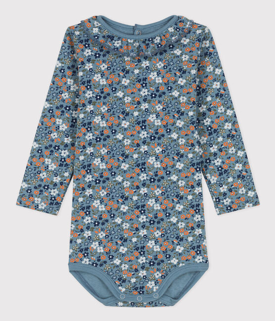 Babies' Long-Sleeved Floral Cotton Bodysuit With Ruff Collar ROVER /MULTICO