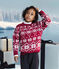 Children's patterned wool and cotton jumper AMARANTE red/AVALANCHE
