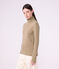 Women's plain cotton rollneck beige