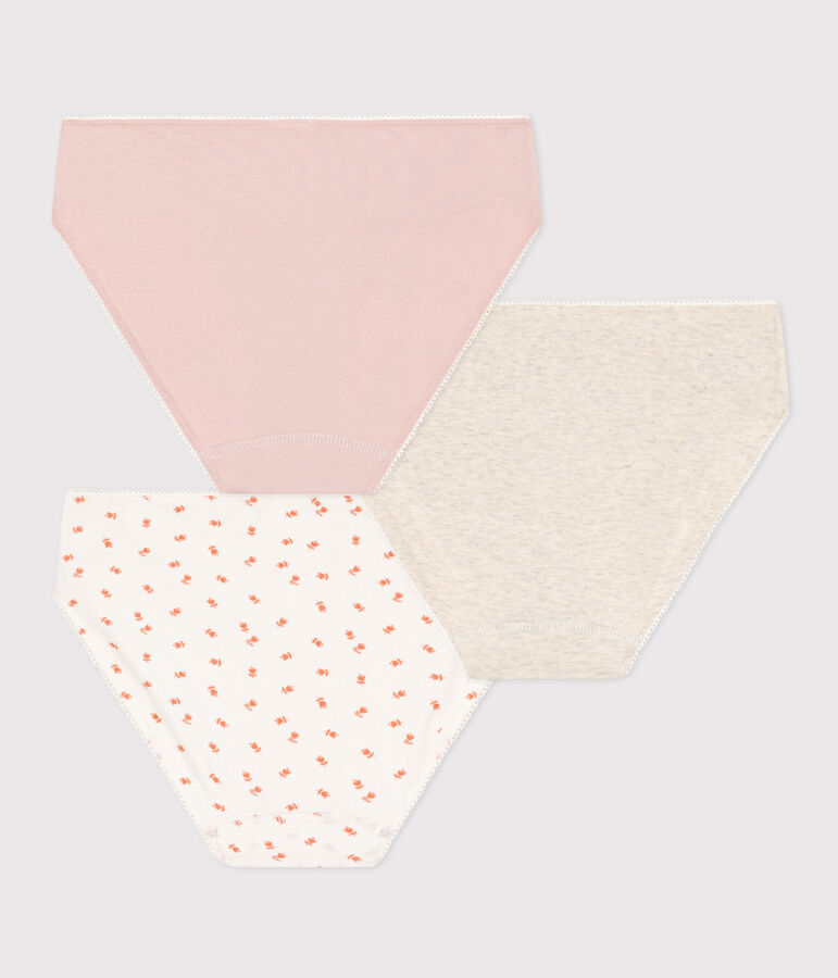 Girls' Flower Cotton and Elastane Briefs - 3-Pack multicolor