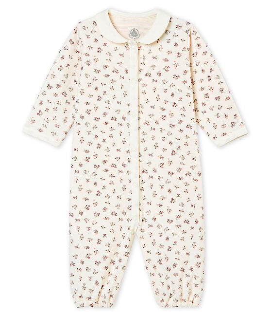 Baby girl's print tubic combi sleepsuit MARSHMALLOW white/MULTICO white