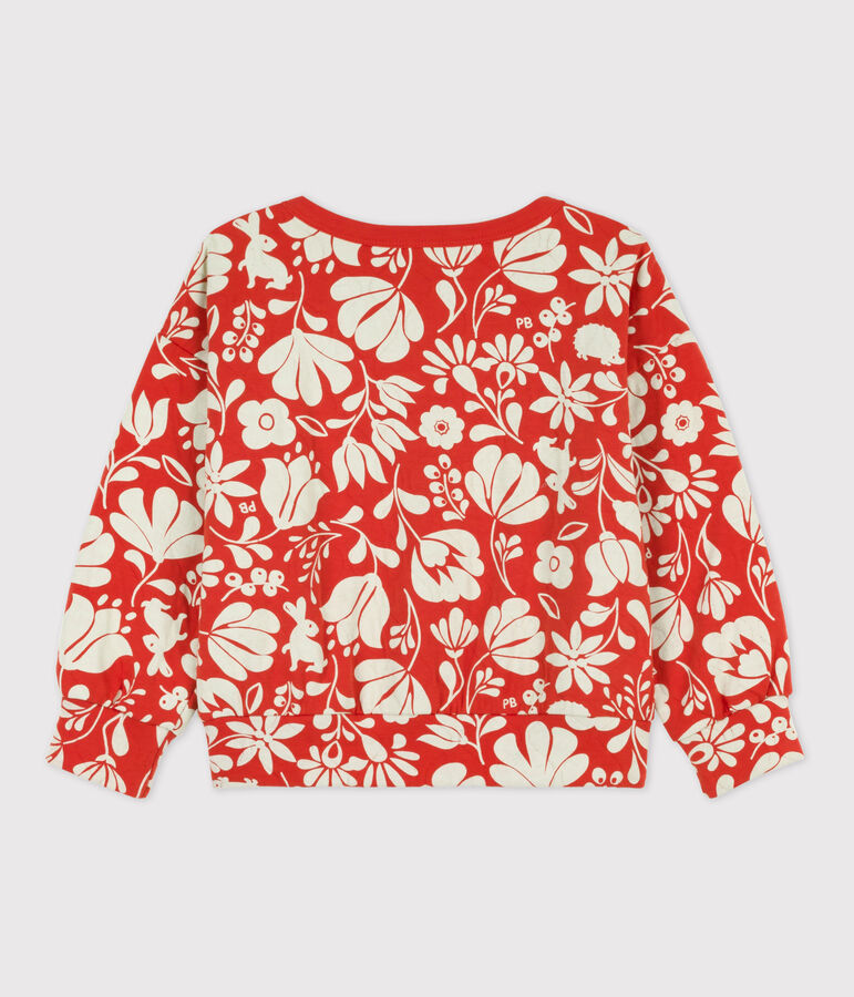 Girls' Printed Quilted Tube Knit Sweatshirt orange/ecru