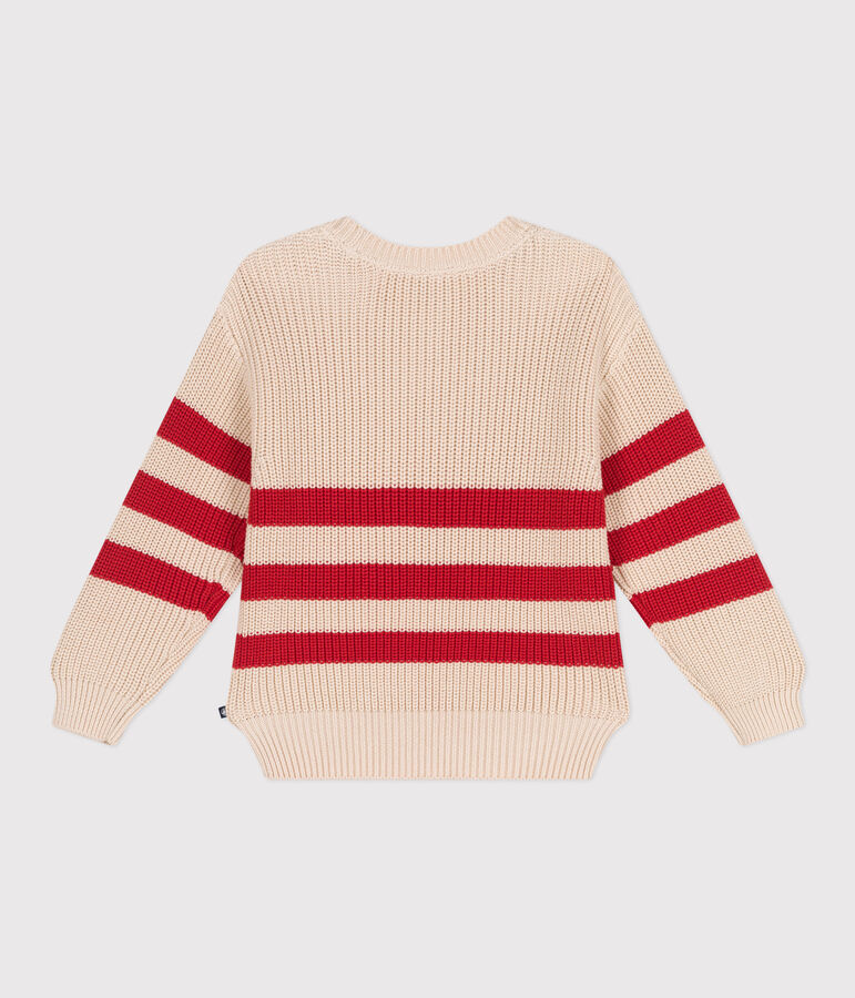 Children's stripy cotton jumper AVALANCHE red/AURORA