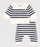 Babies' 2-piece stripy knit Breton top outfit MARSHMALLOW blue/SOIR