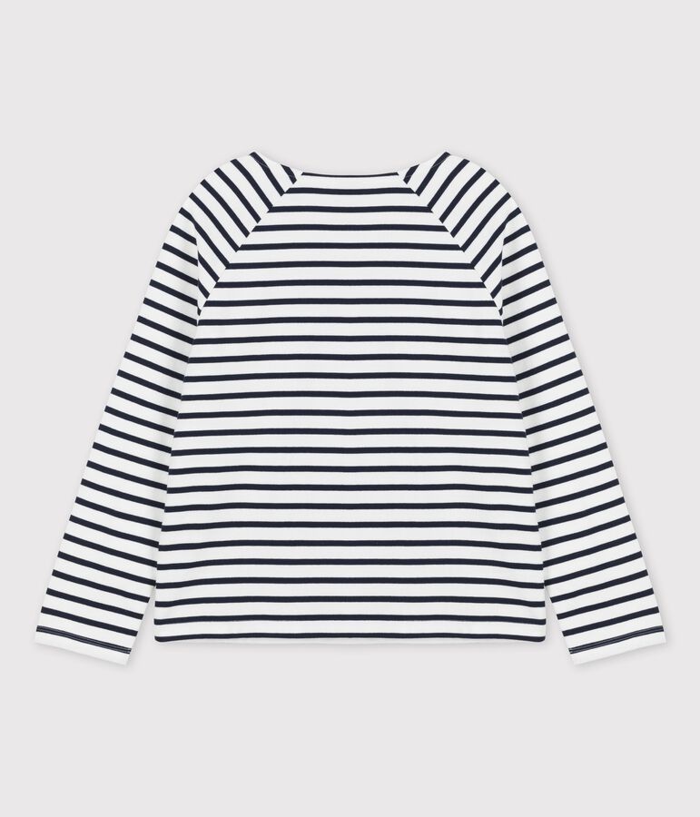 Women's Buttoned Cotton Breton Top white/blue
