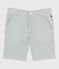 Children's stripy cotton Bermuda shorts MARSHMALLOW white/BRUT blue