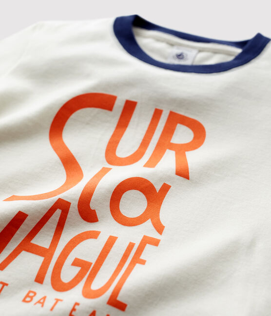 Boys' Short-Sleeved Cotton T-Shirt MARSHMALLOW white