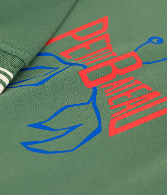 Children's unisex printed cotton sweatshirt PALMERAIE green