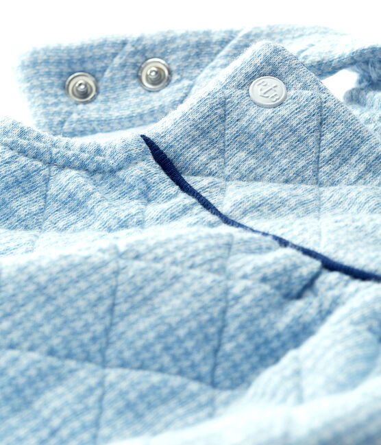 Babies' Quilted Tube-Knit Dungaree Shorts ACIER blue/MARSHMALLOW white