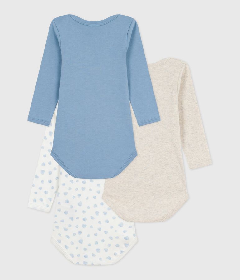 Pack of long-sleeved heart-print cotton bodies for babies multicolor