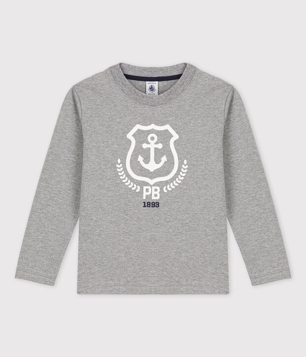 Tee-shirt manches longues en coton enfant gar&ccedil;on grey
