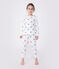 Children's long-sleeved heart print cotton pyjamas MARSHMALLOW white/MULTICO white